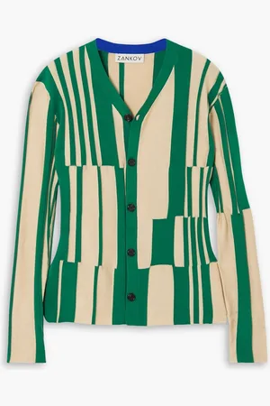 ZANKOV Baldwin Cardigan aus Jacquard aus einer Baumwollmischung mit Streifen - Neutral - S