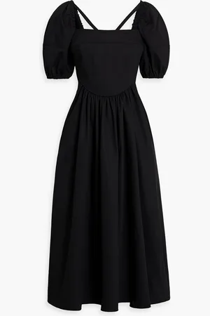 ROSETTA GETTY Gerafftes Midikleid aus Baumwoll-Twill - - US 2