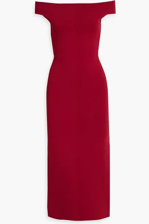 GALVAN Aphrodite schulterfreies Midikleid aus Stretch-Strick - Burgunderrot - XL