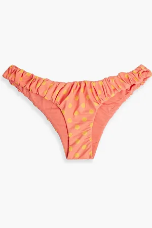 Caroline Constas Dorit tief sitzendes Bikini-Höschen mit Polka-Dots und Raffung - - XS