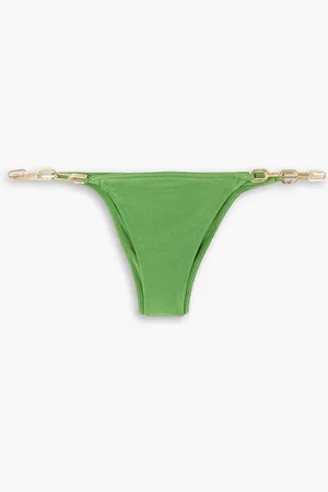 Cult Gaia Sanam Bikini-Höschen aus recyceltem Stretch-Material mit Ketten-Detail - Grün - XL