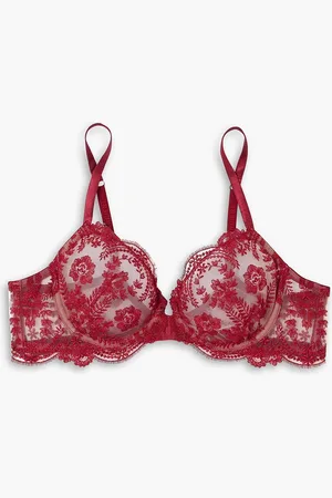 I.D. Sarrieri Tuscan Holiday Bügel-BH aus Tüll mit Stickereien und Satinbesatz - Burgunderrot - 38 DD