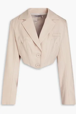 Anna Quan Cropped Blazer aus Twill aus einer Wollmischung - Neutral - UK 8
