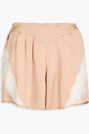 Maison Margiela Shorts aus Seidensatin mit Einsätzen aus schnurgebundener Spitze und Falten - - IT 38
