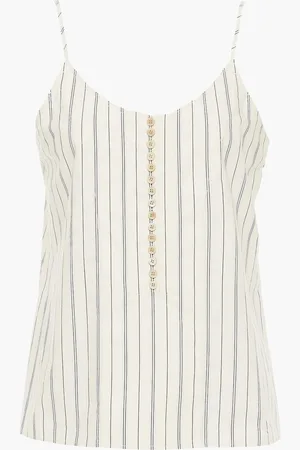 Chloé Gestreiftes Tanktop aus Baumwollpopeline - Weiß - FR 36