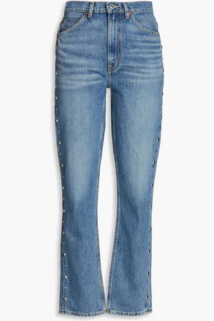 RE/DONE 70s hoch sitzende Jeans mit geradem Bein mit Nieten - Blau - 25