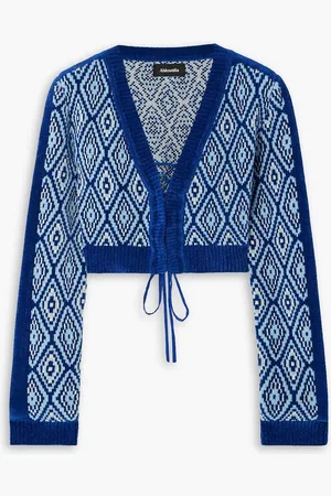Ahluwalia Vixen verkürzter Cardigan aus Jacquard-Strick - Blau - UK 10