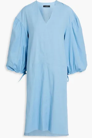 Joseph Gerafftes Midikleid aus einer Leinen-Baumwollmischung - Blau - FR 34