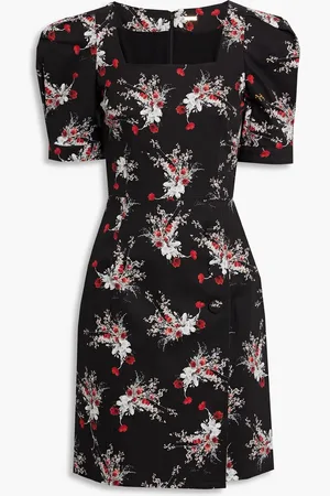 ADAM LIPPES Gerafftes Minikleid aus Twill aus einer Baumwollmischung mit floralem Print - - US 10
