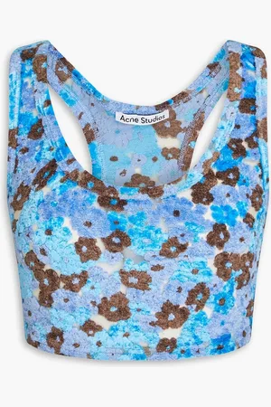 Acne Studios Cropped Tanktop aus Chenille mit Ausbrennmuster - Blau - M