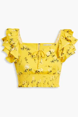 ALICE+OLIVIA Alice Olivia - Shanae Cropped Oberteil aus Popeline aus einer Baumwollmischung mit floralem Print - - XL