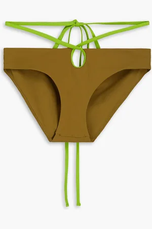 CHRISTOPHER ESBER Hoch sitzendes zweifarbiges Bikini-Höschen mit Cut-outs - Grün - UK 4