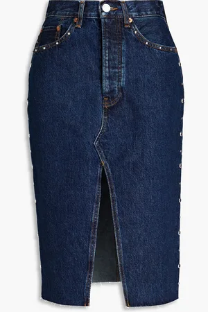 RE/DONE Bleistiftrock aus Denim mit Nieten - Blau - 26