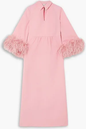 HUISHAN ZHANG Antonia Midikleid aus Baumwolle mit Federn - Pink - UK 6