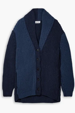 Partow Edith zweifarbiger Cardigan aus geripptem Kaschmir - Blau - S