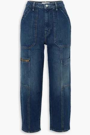 Mother Verkürzte, hoch sitzende Cargohose mit geradem Bein aus Denim - Blau - 29