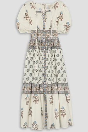Cubus Camilla Maxikleid aus Baumwollpopeline mit Blumenprint - Weiß - 1