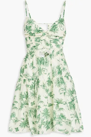 Sandro Minikleid aus einer Leinenmischung mit floralem Print, Cut-outs und Twist-Detail - - FR 42