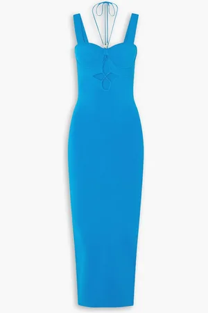 GALVAN Kali Midikleid aus Stretch-Strick mit Cut-outs - Blau - XL