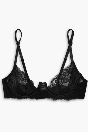 Coco De Mer Seraphine tief ausgeschnittener Bügel-BH aus Satin aus einer Seidenmischung und Spitze - - 32 D