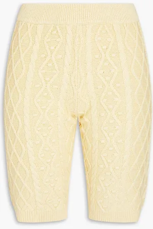 Loulou Studio Shorts aus einer Seidenmischung mit Zopfstrickmuster - Gelb - M