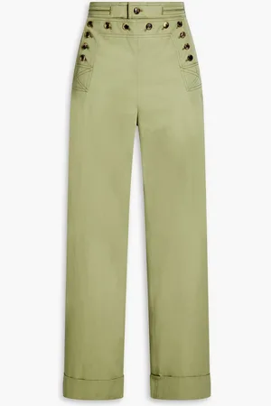 Tory Burch Cropped Hose mit weitem Bein aus Baumwoll-Twill - Grün - US 0