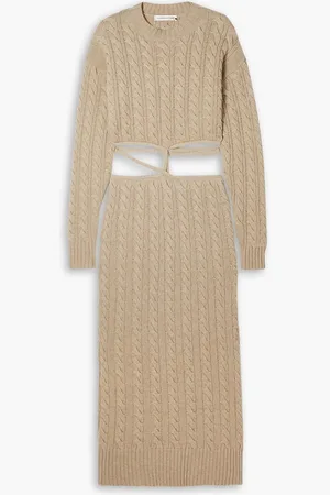 CHRISTOPHER ESBER Kleid aus einer Woll-Kaschmirmischung mit Zopfstrickmuster und Cut-outs - Neutral - M
