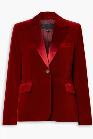 NILI LOTAN Marshal Blazer aus Samt aus einer Baumwollmischung mit Besätzen aus Seidensatin - Rot - US 2
