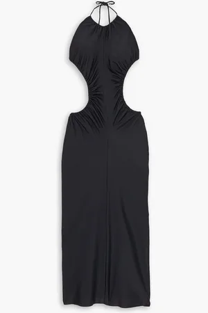 AZ FACTORY Ester Manas rückenfreies Neckholder-Midikleid aus Stretch-Strick mit Raffungen - - FR 44