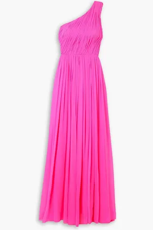 ADAM LIPPES Robe aus plissiertem Seidenchiffon mit asymmetrischer Schulterpartie - Pink - US 8
