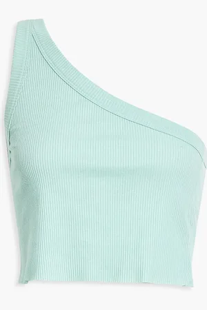 WSLY Oberteil aus Jersey aus einer gerippten Tencel™-Mischung mit asymmetrischer Schulterpartie - Blau - XL