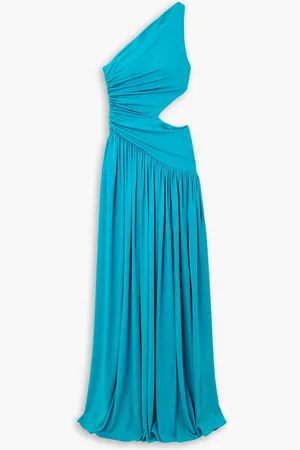Michael Kors Asymmetrische Robe aus Stretch-Jersey mit Raffungen und Cut-out - Blau - US 2