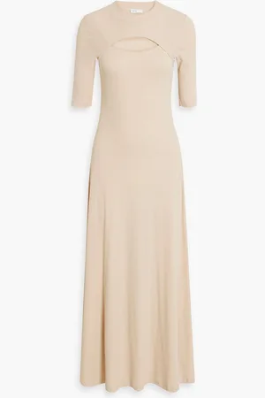 ROSETTA GETTY Maxikleid aus Baumwoll-Jersey mit Cut-outs - Neutral - L