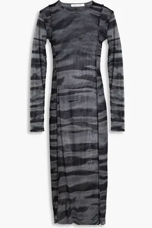 Samsøe Samsøe Bedrucktes Midikleid aus Stretch-Mesh - Grau - XS