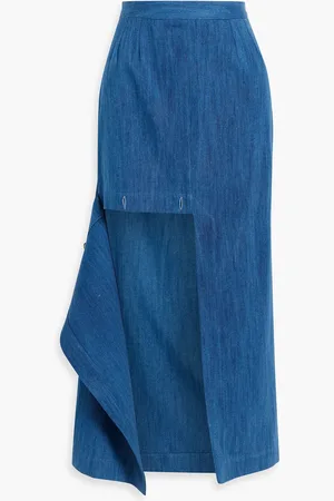 PALMER / HARDING Inhale asymmetrischer Maxirock aus Denim - Blau - UK 10