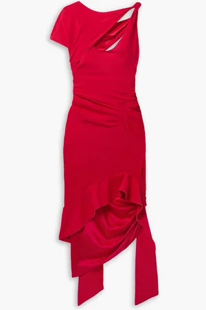 Commission Asymmetrisches Midikleid aus Stretch-Seidensatin mit Cut-outs - - US 4