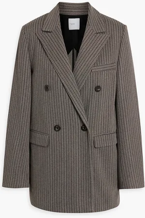 ROSETTA GETTY Doppelreihiger Blazer aus Tweed mit Fischgratmuster - Braun - XS