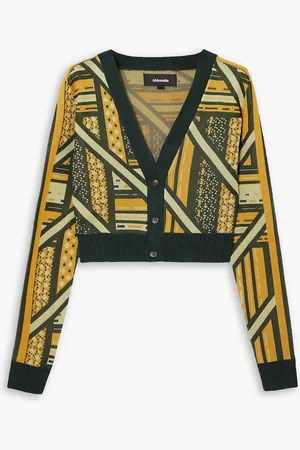 Ahluwalia Ayo verkürzter Cardigan aus Strick mit Intarsienmuster - Gelb - UK 10
