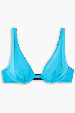 Kiki de Montparnasse Forte Bügel-BH aus Stretch-Seiden-Charmeuse und Mesh - Blau - XS