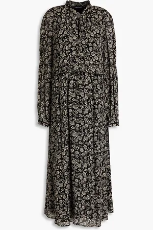 Luisa Cerano Gerafftes Midikleid aus Georgette mit floralem Print - - DE 34