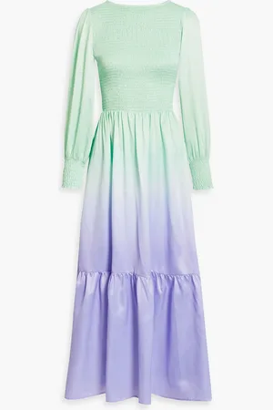 OLIVIA RUBIN Midikleid aus Satin mit Farbverlauf und Raffung - Grün - UK 6