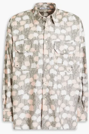 Acne Studios Hemd aus Baumwollflanell mit Print - Grau - XS/S