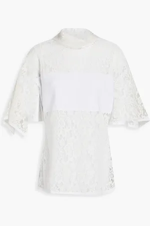 3.1 Phillip Lim Bluse aus Spitze mit Einsätzen aus Crêpe de Chine - Weiß - US 0