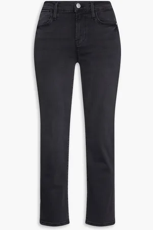Frame Hoch sitzende Cropped Jeans mit geradem Bein - Grau - 25