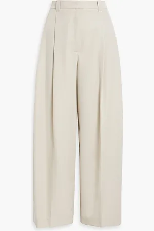 3.1 Phillip Lim Hose mit weitem Bein aus Twill aus einer Wollmischung mit Falten - Grau - US 4