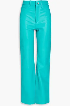 REMAIN Birger Christensen Hose mit geradem Bein aus Kieselleder - Blau - DE 38