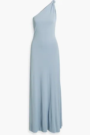 BITE Point Maxikleid aus Jersey mit Knotendetail und asymmetrischer Schulterpartie - Blau - XL
