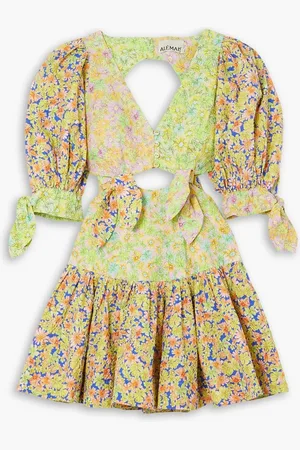 ALÉMAIS Daisy Minikleid aus Baumwolle mit Blumenprint und Cut-outs - - UK 14
