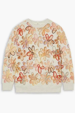 ASHISH Daisy Field Sweatshirt aus Jersey aus einer Baumwollmischung und Tüll mit Stickereien - Grau - XS