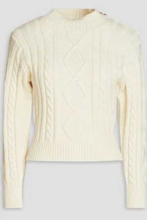 Sandro Rollkragenpullover aus einer Wollmischung mit Zopfstrickmuster - Weiß - 4